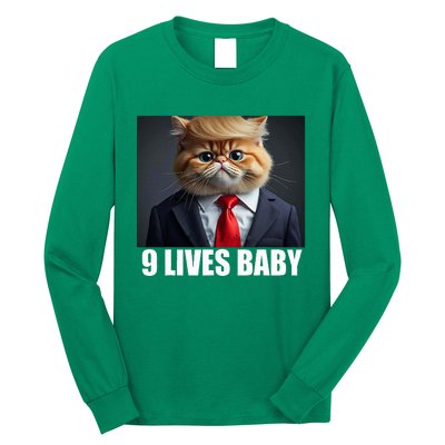 Cat Trump 9 Lives Baby Long Sleeve Shirt