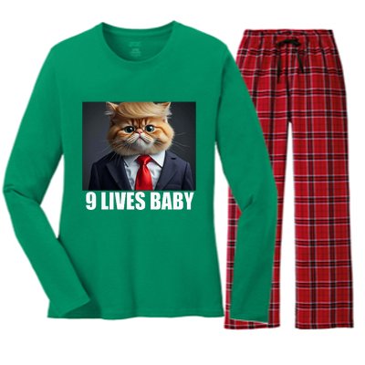 Cat Trump 9 Lives Baby Women's Long Sleeve Flannel Pajama Set 