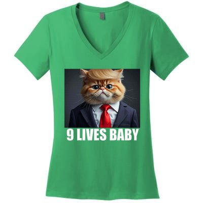 Cat Trump 9 Lives Baby Women's V-Neck T-Shirt