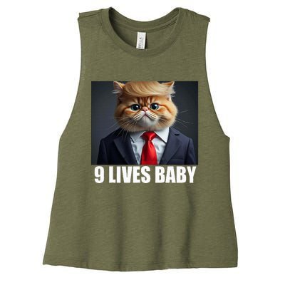 Cat Trump 9 Lives Baby Women's Racerback Cropped Tank