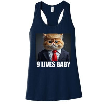 Cat Trump 9 Lives Baby Women's Racerback Tank