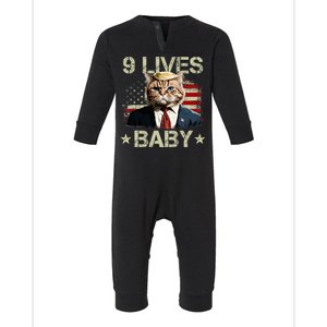 Cat Trump 9 Lives Baby Funny Trump Cat 9 Lives Baby Infant Fleece One Piece