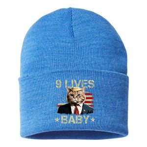 Cat Trump 9 Lives Baby Funny Trump Cat 9 Lives Baby Sustainable Knit Beanie