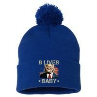 Cat Trump 9 Lives Baby Funny Trump Cat 9 Lives Baby Pom Pom 12in Knit Beanie