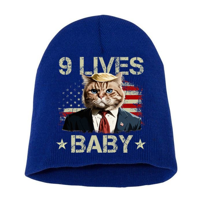 Cat Trump 9 Lives Baby Funny Trump Cat 9 Lives Baby Short Acrylic Beanie