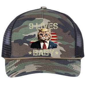 Cat Trump 9 Lives Baby Funny Trump Cat 9 Lives Baby Retro Rope Trucker Hat Cap