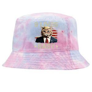 Cat Trump 9 Lives Baby Funny Trump Cat 9 Lives Baby Tie-Dyed Bucket Hat