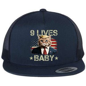 Cat Trump 9 Lives Baby Funny Trump Cat 9 Lives Baby Flat Bill Trucker Hat