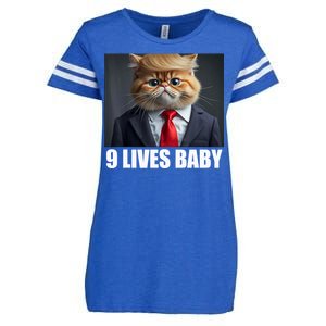 Cat Trump 9 Lives Baby Enza Ladies Jersey Football T-Shirt