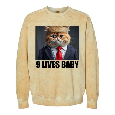 Cat Trump 9 Lives Baby Colorblast Crewneck Sweatshirt