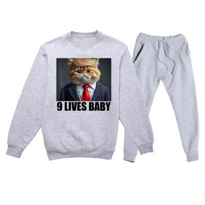 Cat Trump 9 Lives Baby Premium Crewneck Sweatsuit Set