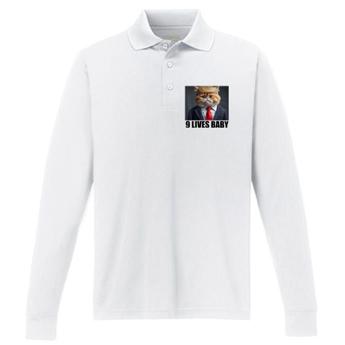 Cat Trump 9 Lives Baby Performance Long Sleeve Polo