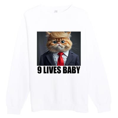 Cat Trump 9 Lives Baby Premium Crewneck Sweatshirt