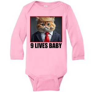 Cat Trump 9 Lives Baby Baby Long Sleeve Bodysuit