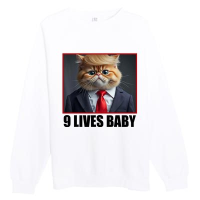 Cat Trump 9 Lives Baby Premium Crewneck Sweatshirt