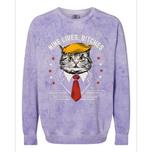 Cat Trump 9 Lives Colorblast Crewneck Sweatshirt