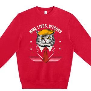 Cat Trump 9 Lives Premium Crewneck Sweatshirt