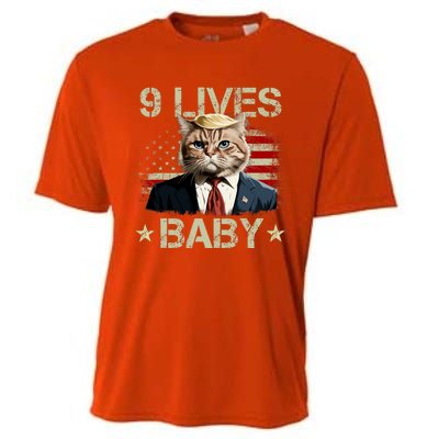 Cat Trump 9 Lives Baby Funny Trump Cat 9 Lives Baby Cooling Performance Crew T-Shirt