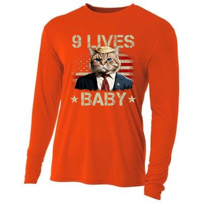 Cat Trump 9 Lives Baby Funny Trump Cat 9 Lives Baby Cooling Performance Long Sleeve Crew