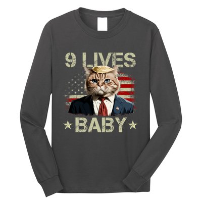 Cat Trump 9 Lives Baby Funny Trump Cat 9 Lives Baby Long Sleeve Shirt