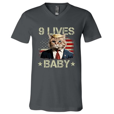 Cat Trump 9 Lives Baby Funny Trump Cat 9 Lives Baby V-Neck T-Shirt