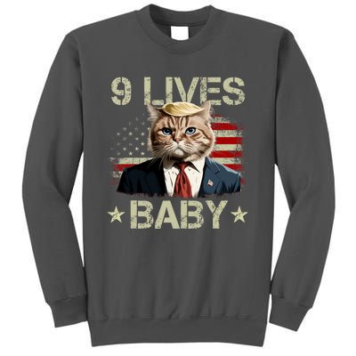 Cat Trump 9 Lives Baby Funny Trump Cat 9 Lives Baby Tall Sweatshirt