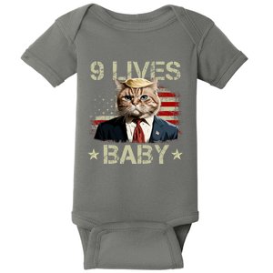 Cat Trump 9 Lives Baby Funny Trump Cat 9 Lives Baby Baby Bodysuit