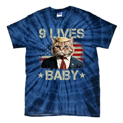 Cat Trump 9 Lives Baby Funny Trump Cat 9 Lives Baby Tie-Dye T-Shirt