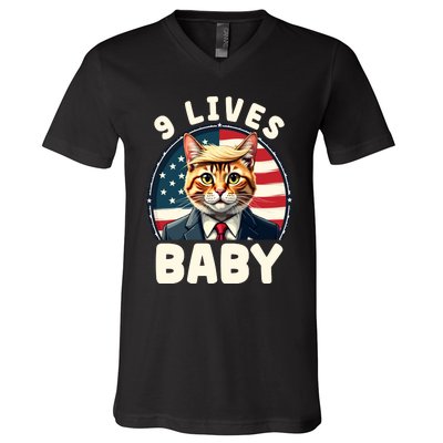 Cat Trump 9 Lives V-Neck T-Shirt