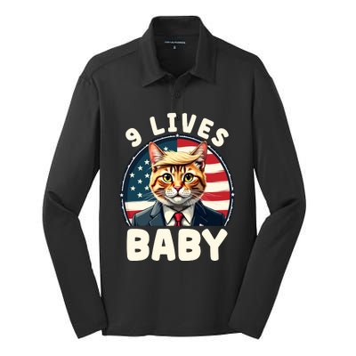 Cat Trump 9 Lives Silk Touch Performance Long Sleeve Polo