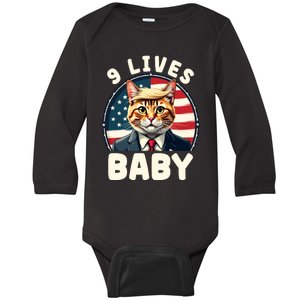 Cat Trump 9 Lives Baby Long Sleeve Bodysuit