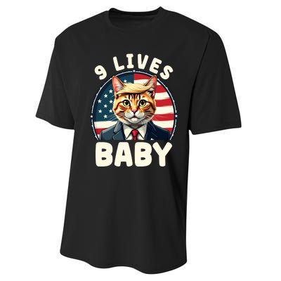 Cat Trump 9 Lives Performance Sprint T-Shirt