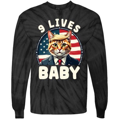 Cat Trump 9 Lives Tie-Dye Long Sleeve Shirt