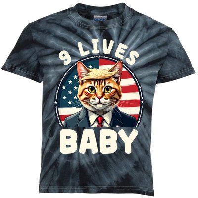 Cat Trump 9 Lives Kids Tie-Dye T-Shirt