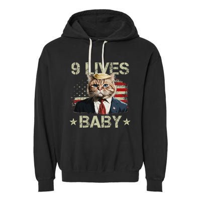 Cat Trump 9 Lives Baby Funny Trump Cat 9 Lives Baby Garment-Dyed Fleece Hoodie