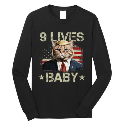 Cat Trump 9 Lives Baby Funny Trump Cat 9 Lives Baby Long Sleeve Shirt