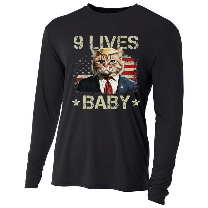 Cat Trump 9 Lives Baby Funny Trump Cat 9 Lives Baby Cooling Performance Long Sleeve Crew