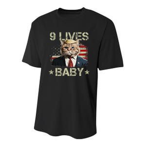 Cat Trump 9 Lives Baby Funny Trump Cat 9 Lives Baby Youth Performance Sprint T-Shirt