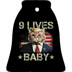 Cat Trump 9 Lives Baby Funny Trump Cat 9 Lives Baby Ceramic Bell Ornament