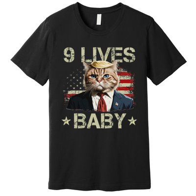 Cat Trump 9 Lives Baby Funny Trump Cat 9 Lives Baby Premium T-Shirt