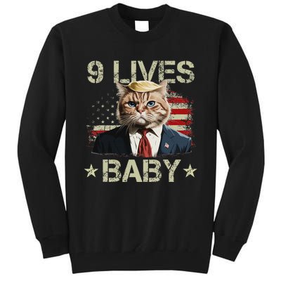 Cat Trump 9 Lives Baby Funny Trump Cat 9 Lives Baby Tall Sweatshirt