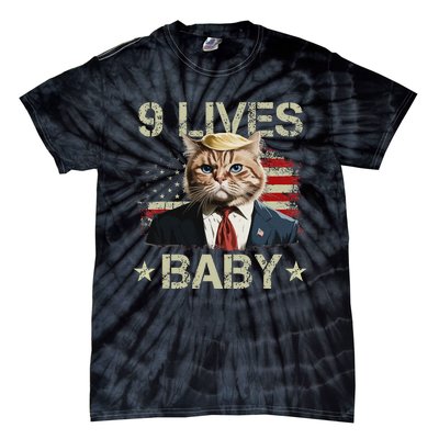 Cat Trump 9 Lives Baby Funny Trump Cat 9 Lives Baby Tie-Dye T-Shirt