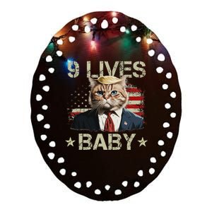 Cat Trump 9 Lives Baby Funny Trump Cat 9 Lives Baby Ceramic Oval Ornament