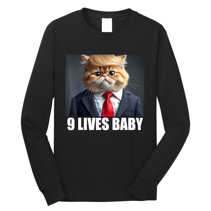 Cat Trump 9 Lives Baby Long Sleeve Shirt