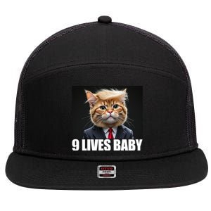 Cat Trump 9 Lives Baby 7 Panel Mesh Trucker Snapback Hat