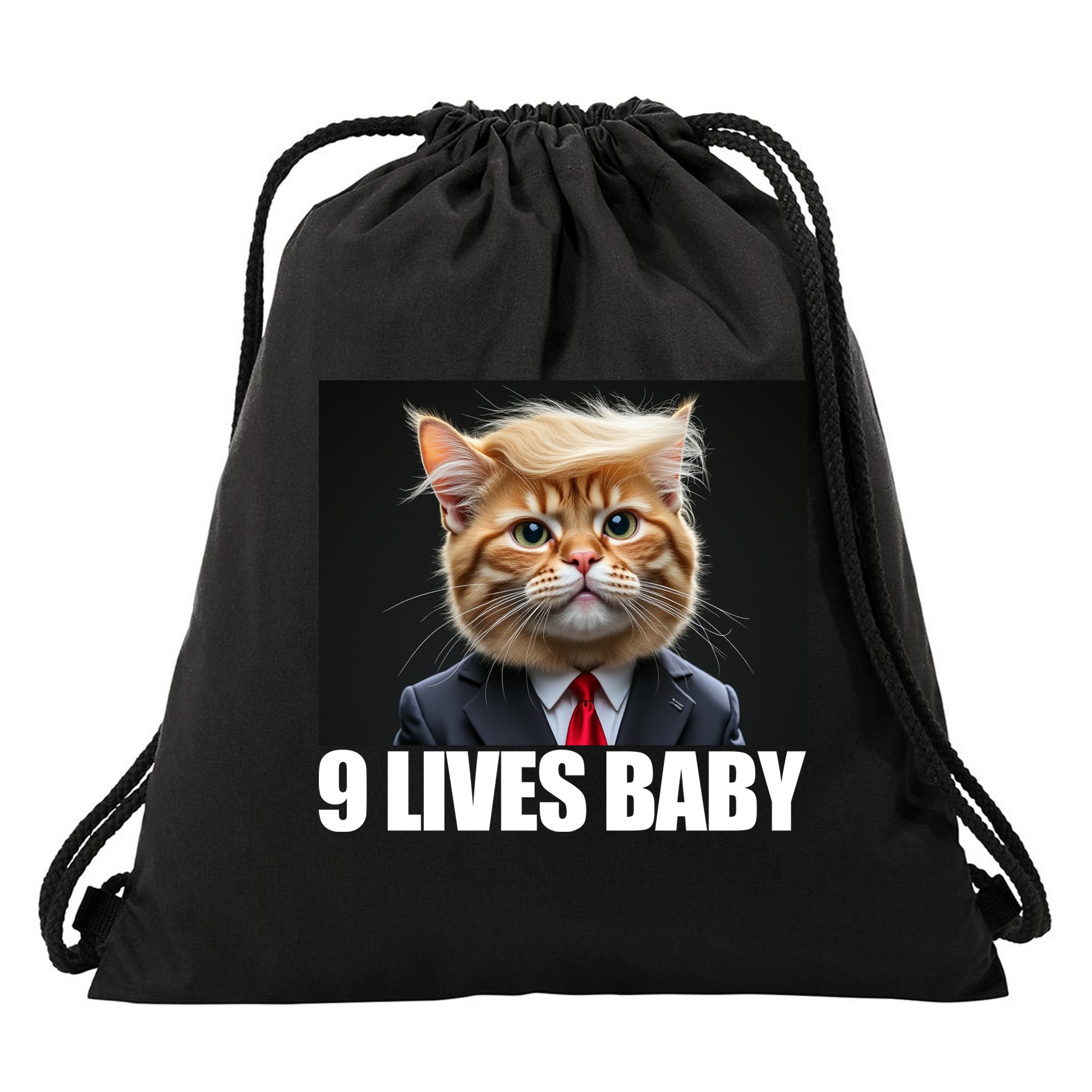 Cat Trump 9 Lives Baby Drawstring Bag