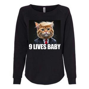 Cat Trump 9 Lives Baby Womens California Wash Sweatshirt