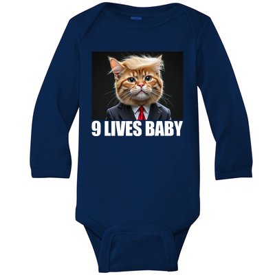 Cat Trump 9 Lives Baby Baby Long Sleeve Bodysuit