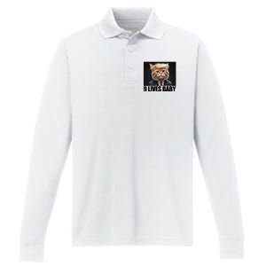 Cat Trump 9 Lives Baby Performance Long Sleeve Polo