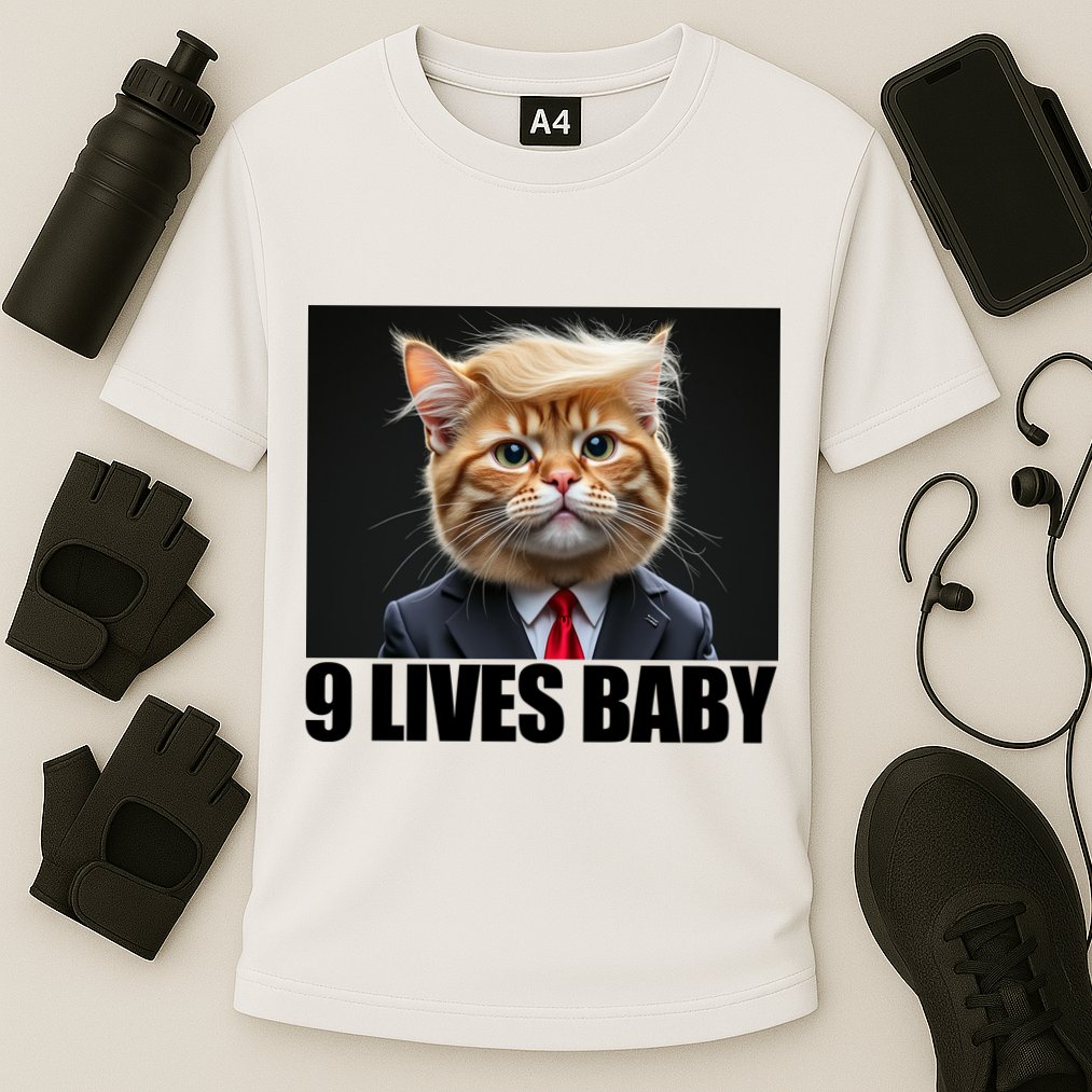 Cat Trump 9 Lives Baby Cooling Performance Crew T-Shirt